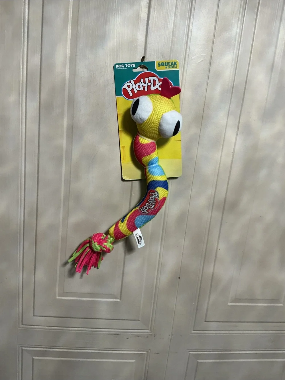 Brand New Dog PlaDoh Colorful Snake 18” Clinker & Squeaky Dog Toy
